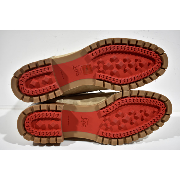 Christian Louboutin Trapman Flat Atlas Beige Suede Combat Lace Up Boot 44.5 11.5 - Picture 12 of 12